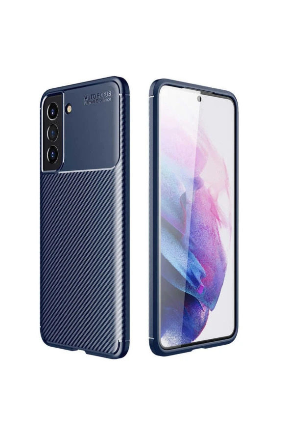 Galaxy S21 Fe Ile Uyumlu Kılıf Karbon Delüx Tpu Silikon Lacivert ürün görseli