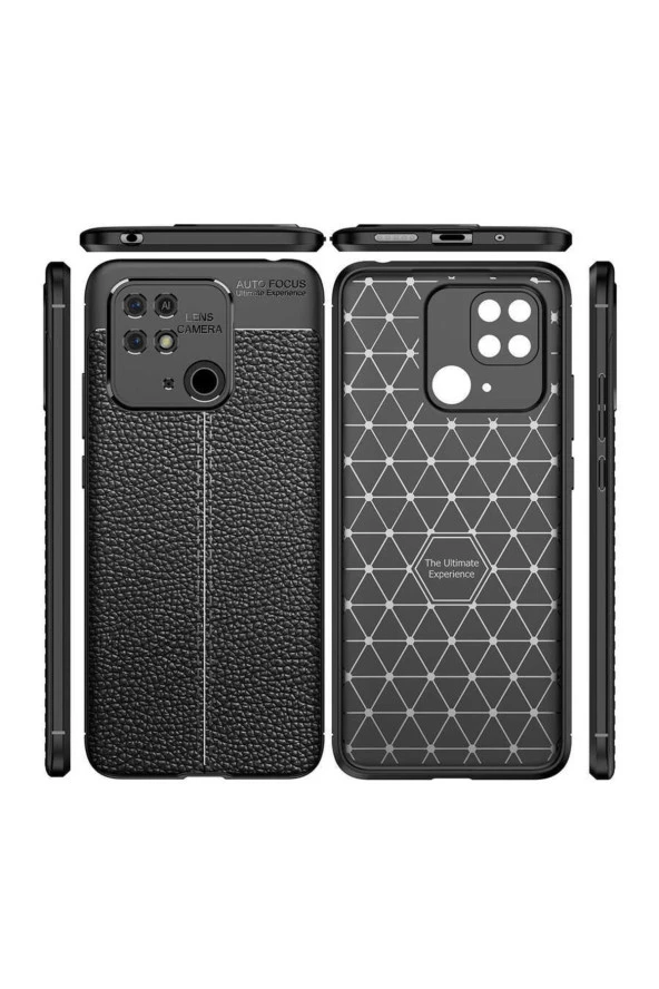 Xiaomi Redmi 10c Ile Uyumlu Kılıf Niss Silikon Deri Görünümlü Siyah - Resim 3