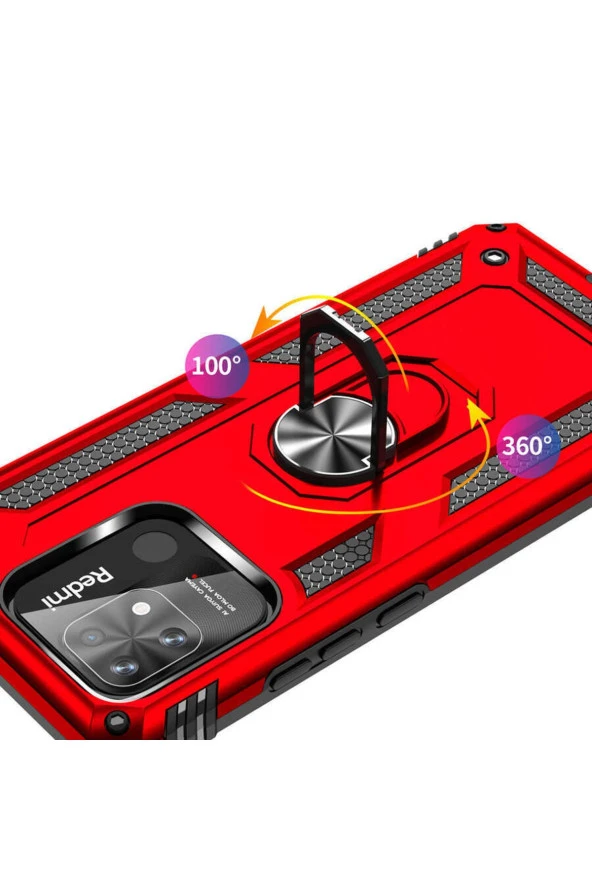 Xiaomi Redmi 10c Ile Uyumlu Kılıf Shockproof Standlı Yüzük Tutuculu Mega Case Gri - 4