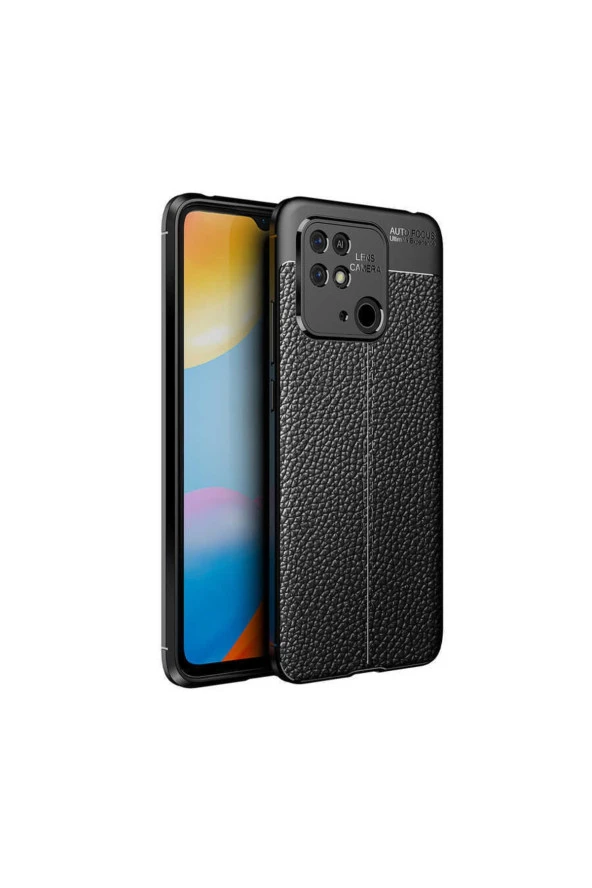 Xiaomi Redmi 10c Ile Uyumlu Kılıf Niss Silikon Deri Görünümlü Siyah ürün görseli