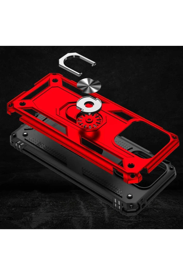 Xiaomi Redmi 10c Ile Uyumlu Kılıf Shockproof Standlı Yüzük Tutuculu Mega Case Gold - 2