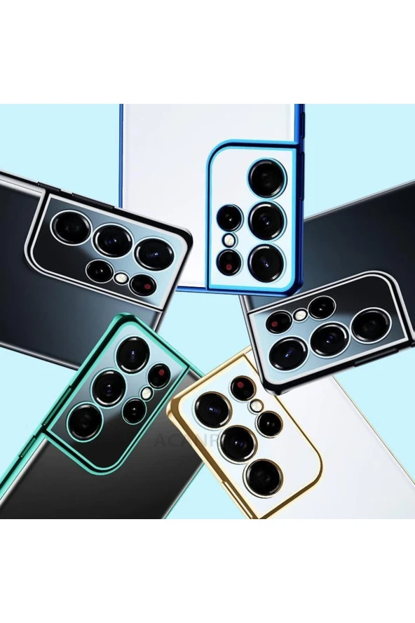 Galaxy S21 Plus Ile Uyumlu Kılıf Dört Köşeli Lazer Şeffaf Gri - Resim 2