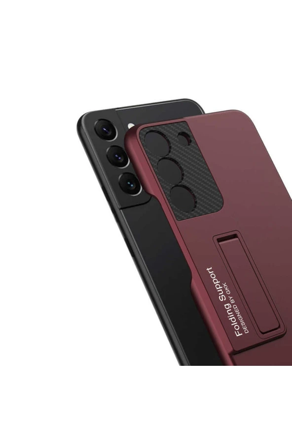 Galaxy S22 Plus Ile Uyumlu Kılıf Mat Görünümlü Kalem Bölmeli Stand Olabilen Koyu Yeşil - Resim 2