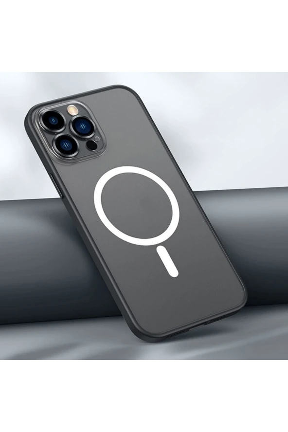 Iphone 12 Pro Ile Uyumlu Şeffaf Renkli Transparan Chatoyant Magsafe Uyumlu Kılıf Siyah ürün görseli 1