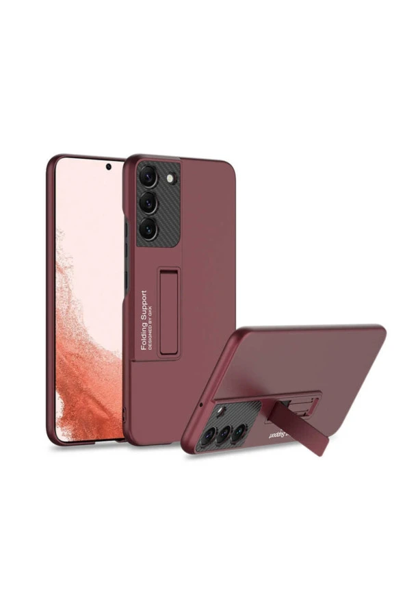 Galaxy S22 Plus Ile Uyumlu Kılıf Mat Görünümlü Kalem Bölmeli Stand Olabilen Koyu Mor ürün görseli