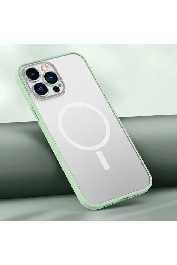 Iphone 13 Pro Max Ile Uyumlu Şeffaf Renkli Transparan Chatoyant Magsafe Uyumlu Kılıf Yeşil ürün görseli