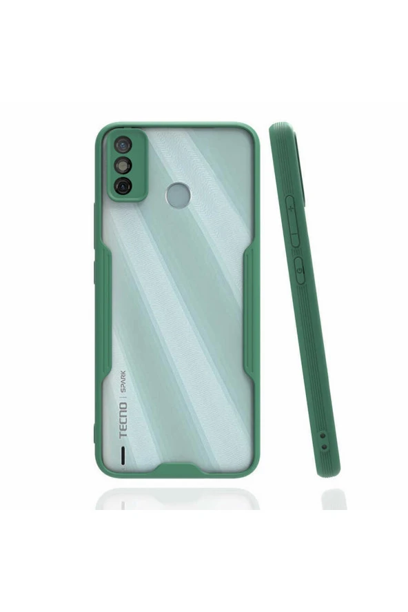 Tecno Spark 6 Go Ile Uyumlu Kılıf Renkli Kenar Perfe Tpu Silikon Koyu Yeşil