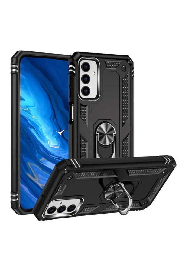 Galaxy M23 Ile Uyumlu Kılıf Shockprof Yüzük Tutuculu Vega Siyah - 1
