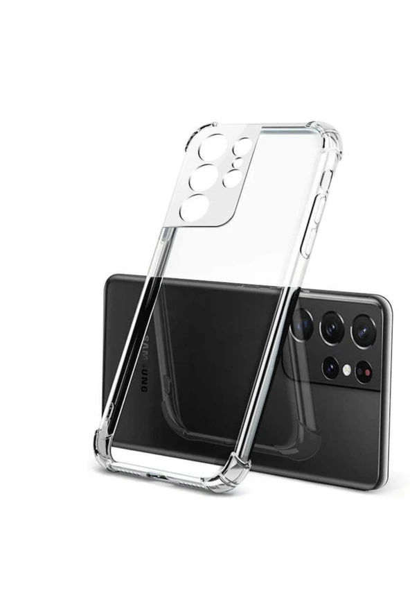 Galaxy S22 Ultra Ile Uyumlu Kılıf Kamera Korumalı Clear Anti-shock Sert Arka Kapak Şeffaf ürün görseli
