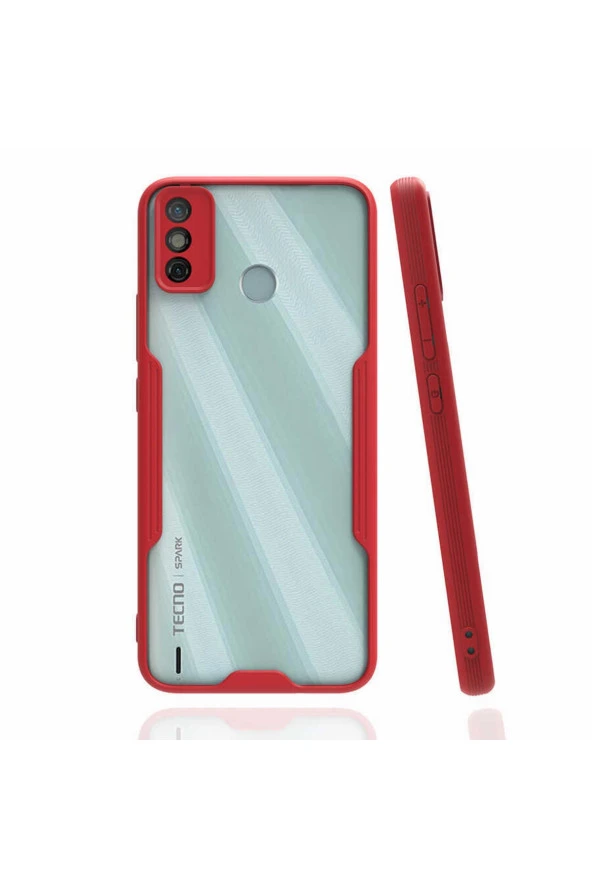 Tecno Spark 7t Ile Uyumlu Kılıf Renkli Kenar Perfe Tpu Silikon Kırmızı - Resim 4