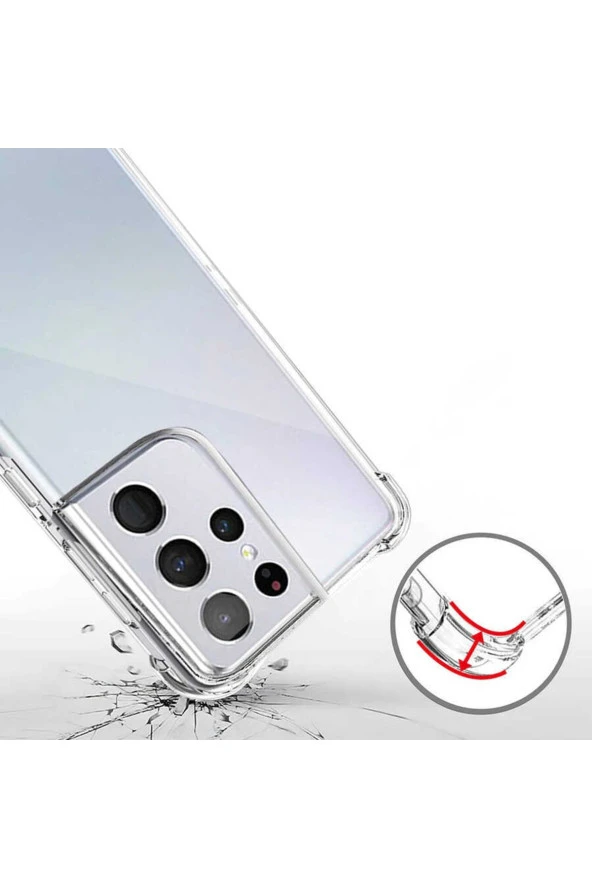 Galaxy S22 Ultra Ile Uyumlu Kılıf Kamera Korumalı Clear Anti-shock Sert Arka Kapak Şeffaf - Resim 2