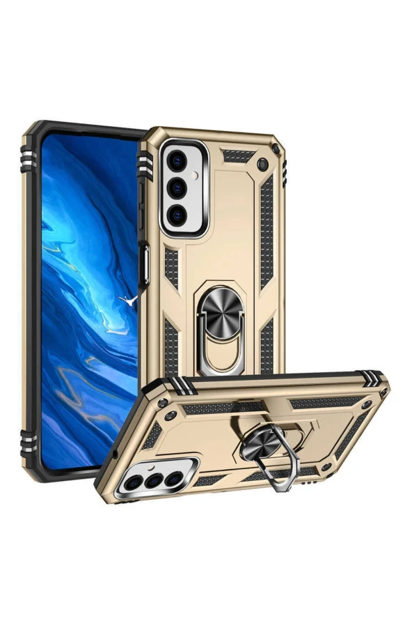 Galaxy M23 Ile Uyumlu Kılıf Shockprof Yüzük Tutuculu Vega Gold - 1