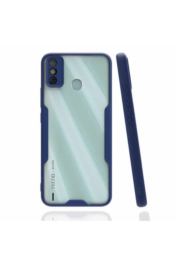 Tecno Spark 6 Go Ile Uyumlu Kılıf Renkli Kenar Perfe Tpu Silikon Lacivert