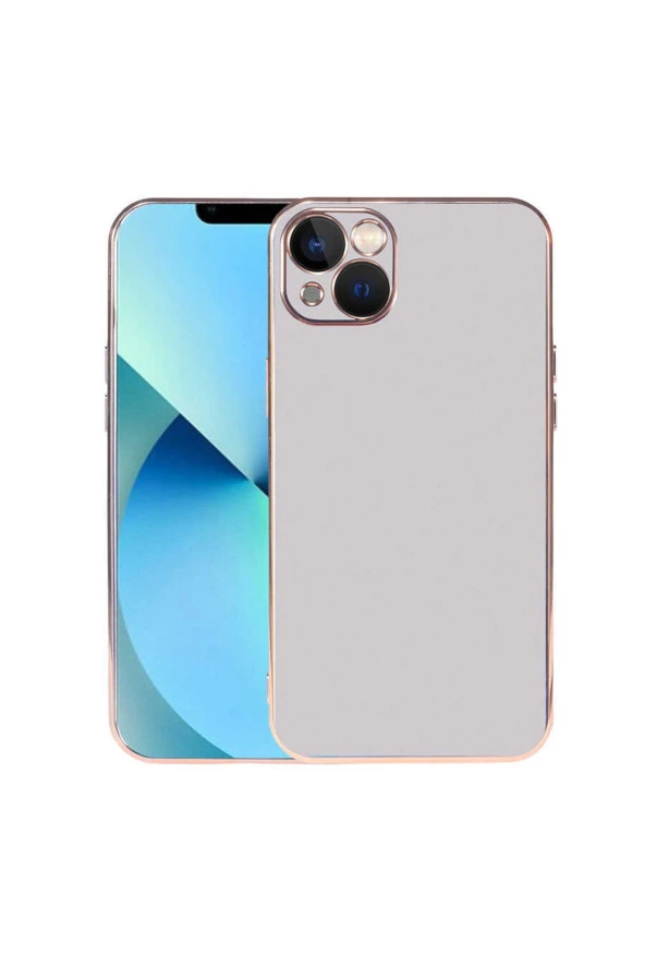 Iphone 13 Ile Uyumlu Kılıf Kamera Korumalı Parlak Renk Tasarımlı Emollient Kılıf Gümüş