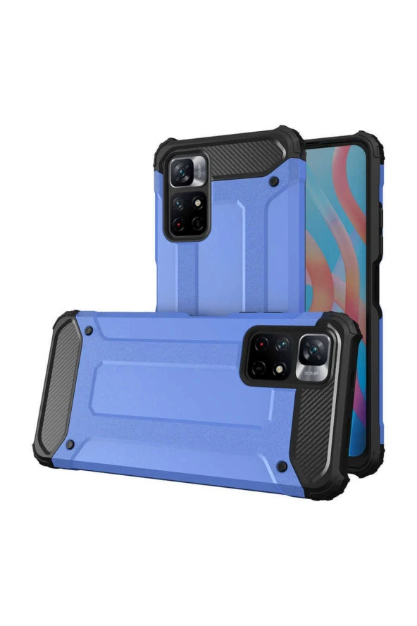 Xiaomi Redmi Note 11t 5g Ile Uyumlu Kılıf Shockproof Zırh Koruma Mavi ürün görseli