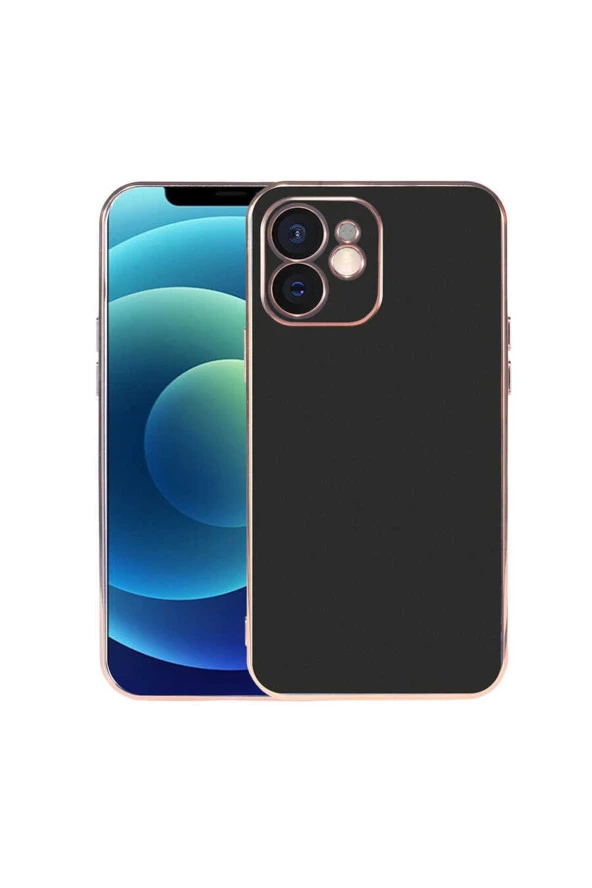 Iphone 12 Ile Uyumlu Kılıf Kamera Korumalı Parlak Renk Tasarımlı Emollient Kılıf Siyah ürün görseli