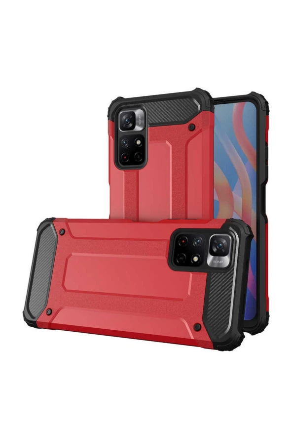 Xiaomi Redmi Note 11t 5g Ile Uyumlu Kılıf Shockproof Zırh Koruma Kırmızı ürün görseli