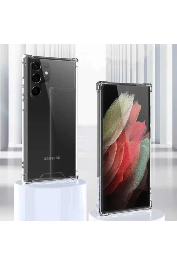 Galaxy S22 Ultra Ile Uyumlu Kılıf Clear Anti-shock Sert Arka Kapak Şeffaf - Resim 2
