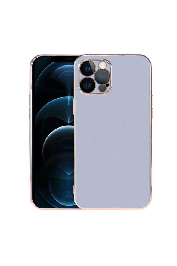 Iphone 12 Pro Ile Uyumlu Kılıf Kamera Korumalı Parlak Renk Tasarımlı Emollient Kılıf Mavi Açık - Resim 3