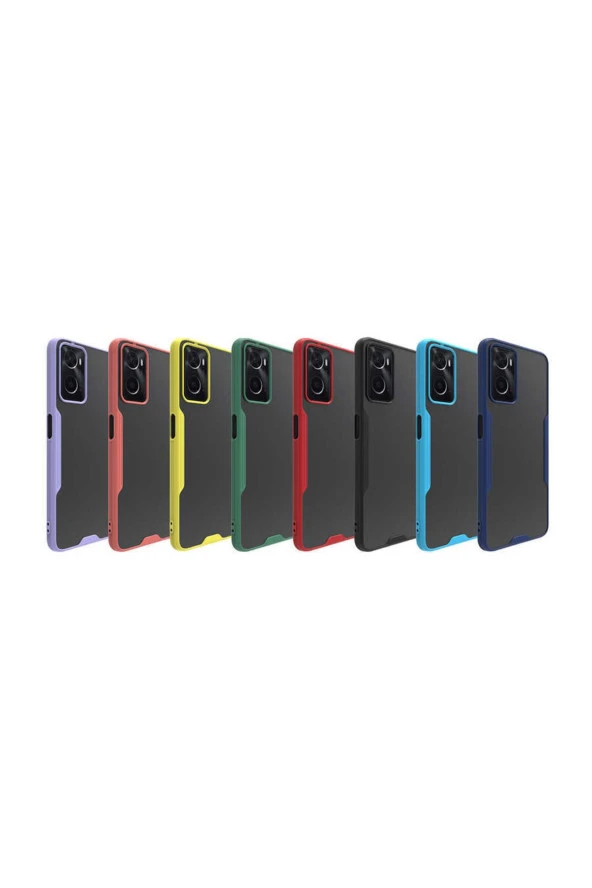 Oppo A76 Ile Uyumlu Kılıf Renkli Kenar Perfe Tpu Silikon Kırmızı - Resim 3