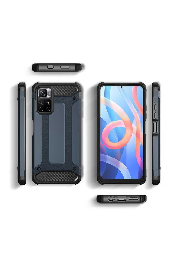 Xiaomi Redmi Note 11t 5g Ile Uyumlu Kılıf Shockproof Zırh Koruma Gri - Resim 2