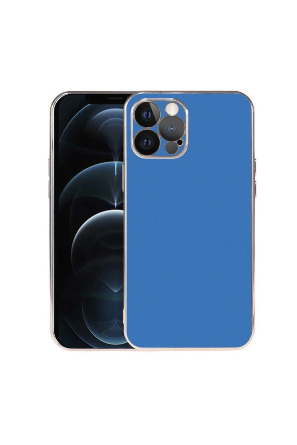 Iphone 12 Pro Ile Uyumlu Kılıf Kamera Korumalı Parlak Renk Tasarımlı Emollient Kılıf Saks Mavisi ürün görseli