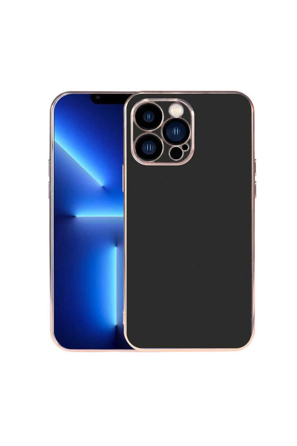 Iphone 13 Pro Max Ile Uyumlu Kılıf Kamera Korumalı Parlak Renk Tasarımlı Emollient Kılıf Siyah ürün görseli