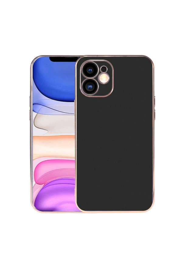 Iphone 11 Ile Uyumlu Kılıf Kamera Korumalı Parlak Renk Tasarımlı Emollient Kılıf Siyah - Resim 3