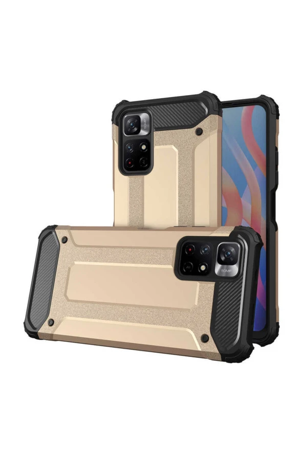 Xiaomi Redmi Note 11t 5g Ile Uyumlu Kılıf Shockproof Zırh Koruma Gold ürün görseli 1