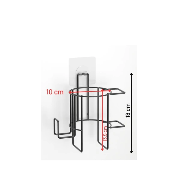 TEKNOTEL YAPIŞKANLI FÖN TUTUCU FÖN ASKISI MAT SİYAH ST162 - Resim 3
