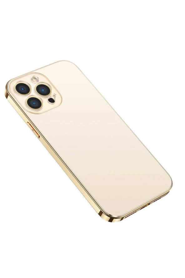 Iphone 13 Pro Ile Uyumlu Kılıf Kamera Korumalı Magsafe Uyumlu Colored Incipient Kılıf Gold