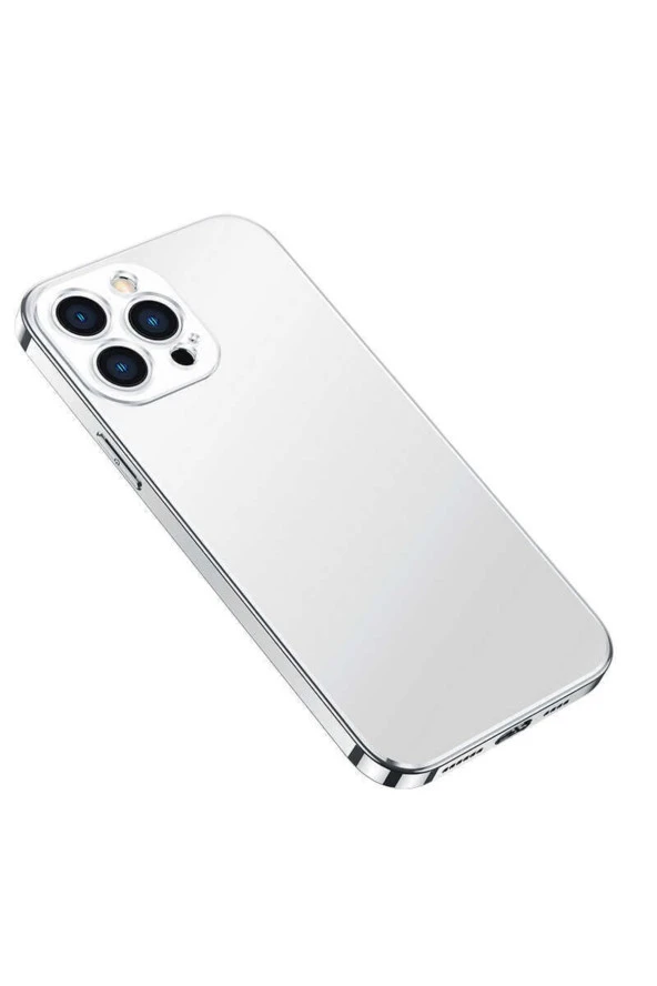 Iphone 13 Pro Max Ile Uyumlu Kılıf Kamera Korumalı Magsafe Uyumlu Colored Incipient Kılıf Gümüş