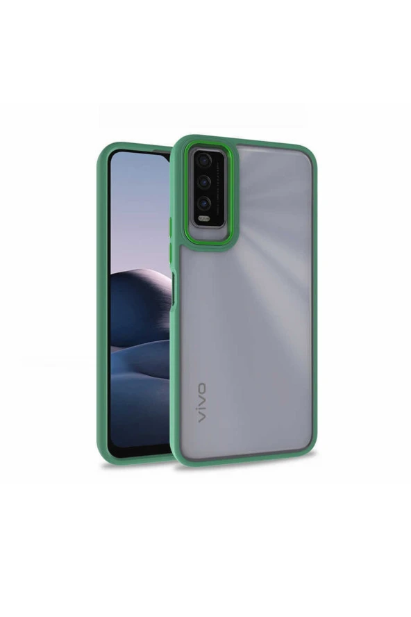 Vivo Y20s Ile Uyumlu Kılıf Kontrast Renk Tasarımlı Cynosure Kapak Yeşil ürün görseli