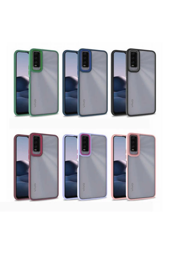 Vivo Y20s Ile Uyumlu Kılıf Kontrast Renk Tasarımlı Cynosure Kapak Lila - Resim 2