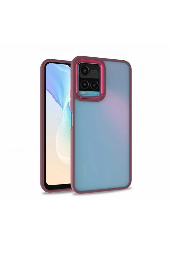 Vivo Y33s Ile Uyumlu Kılıf Kontrast Renk Tasarımlı Cynosure Kapak Kırmızı ürün görseli