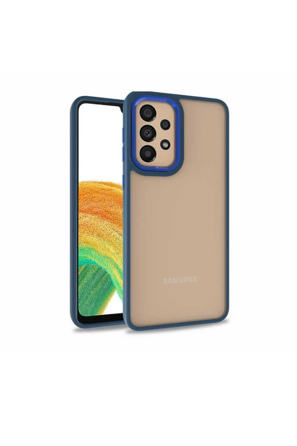 Galaxy A73 Ile Uyumlu Kılıf Kontrast Renk Tasarımlı Cynosure Kapak Mavi ürün görseli