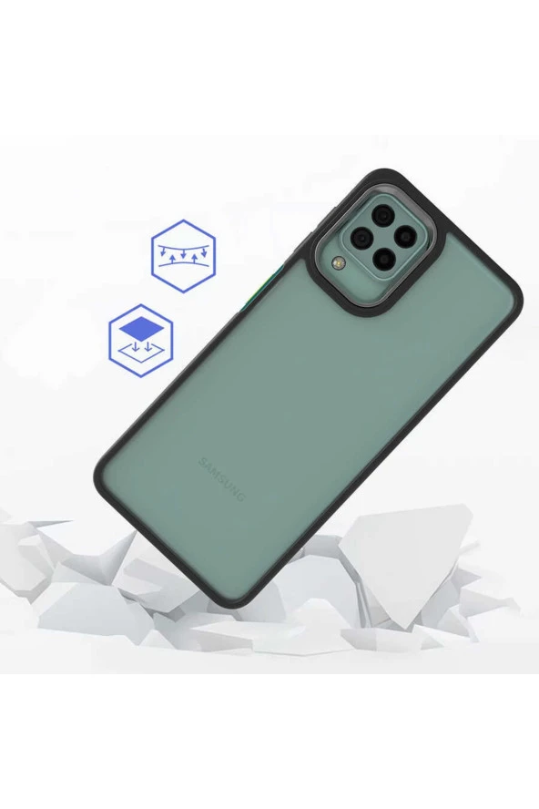 Galaxy M22 Ile Uyumlu Kılıf Kontrast Renk Tasarımlı Cynosure Kapak Kırmızı - Resim 3