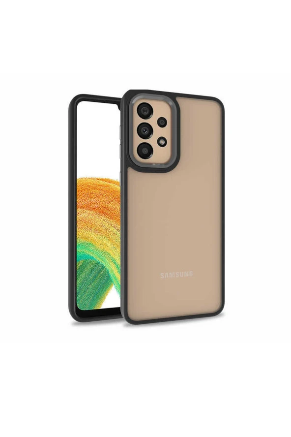 Galaxy M32 Ile Uyumlu Kılıf Kontrast Renk Tasarımlı Cynosure Kapak Siyah ürün görseli