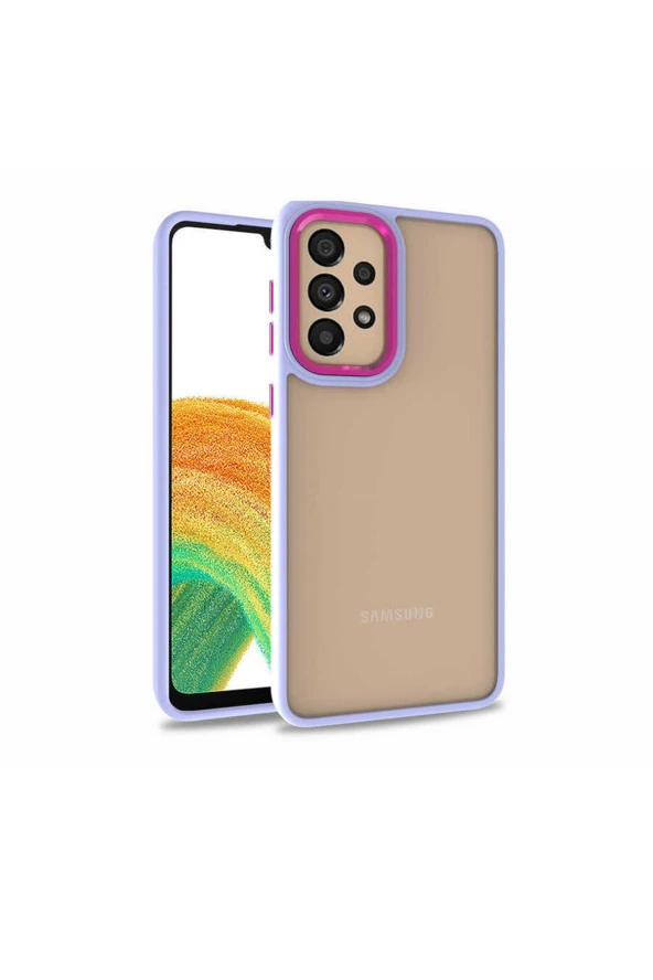 Galaxy A73 Ile Uyumlu Kılıf Kontrast Renk Tasarımlı Cynosure Kapak Lila ürün görseli