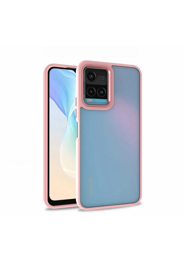 Vivo Y32 Ile Uyumlu Kılıf Kontrast Renk Tasarımlı Cynosure Kapak Rosegold ürün görseli