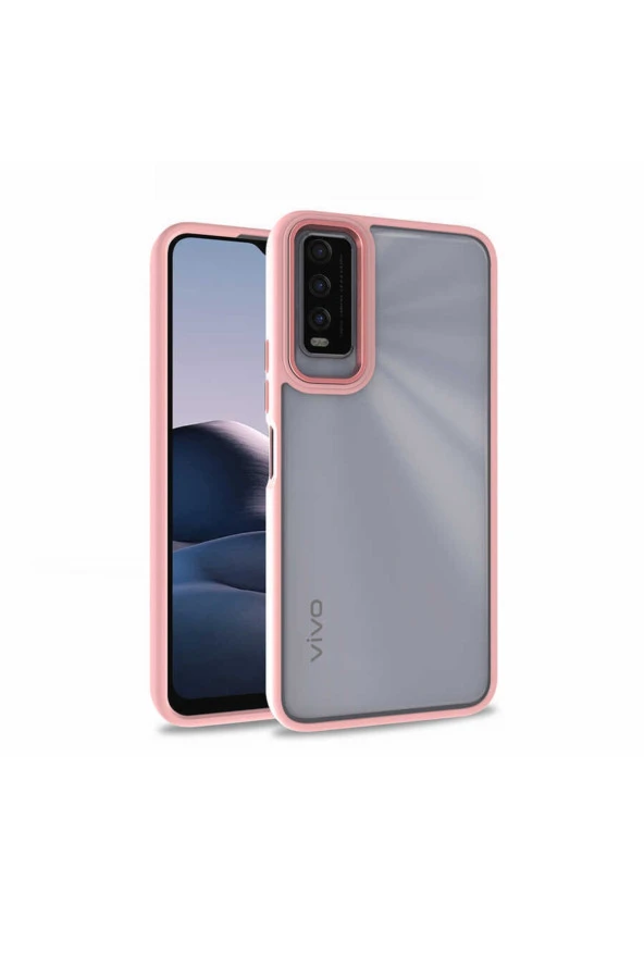 Vivo Y20 Ile Uyumlu Kılıf Kontrast Renk Tasarımlı Cynosure Kapak Rosegold ürün görseli