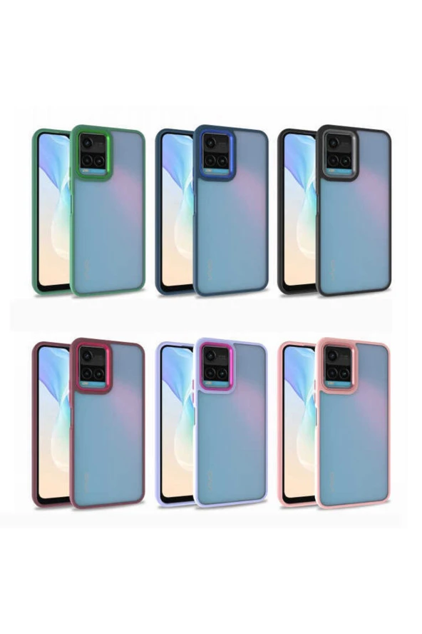 Vivo Y32 Ile Uyumlu Kılıf Kontrast Renk Tasarımlı Cynosure Kapak Rosegold - Resim 3