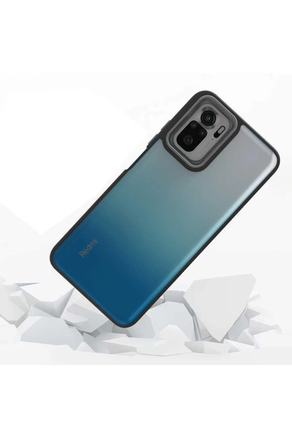 Redmi Note 10s Ile Uyumlu Kılıf Kontrast Renk Tasarımlı Cynosure Kapak Siyah - Resim 2