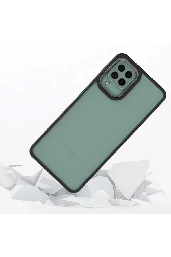 Galaxy A12 Ile Uyumlu Kılıf Kontrast Renk Tasarımlı Cynosure Kapak Siyah - Resim 2