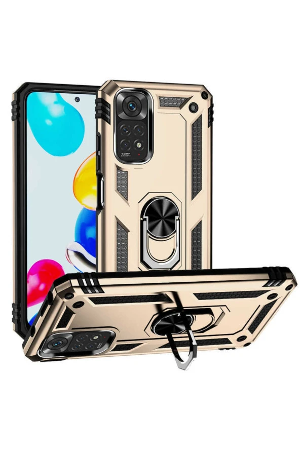 Galaxy A23 Kılıf Ile Uyumlu Kılıf Shockprof Yüzük Tutuculu Vega Gold