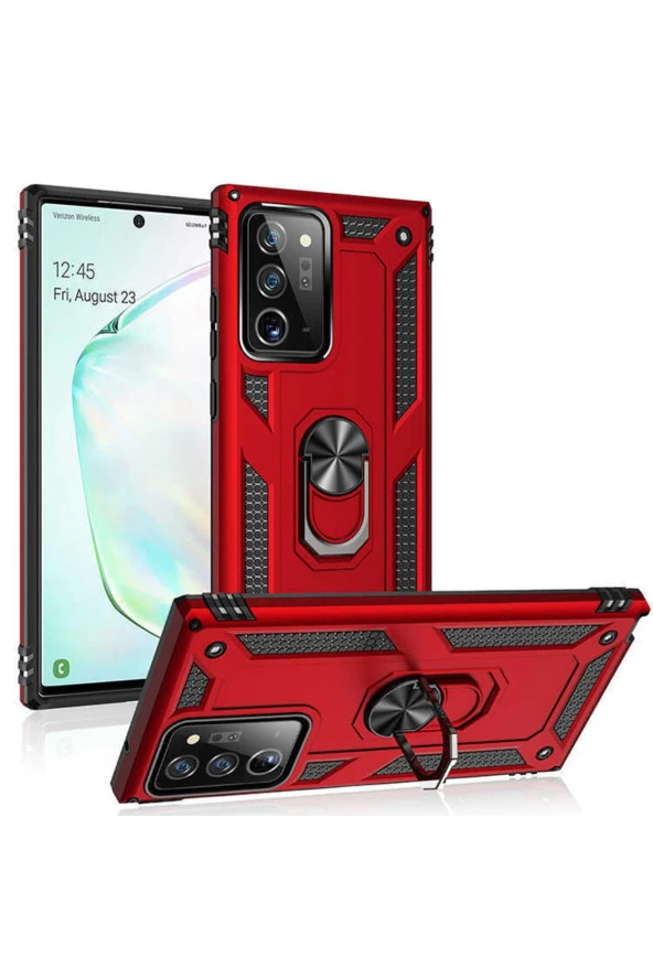 Galaxy Note 20 Ultra Kılıf Ile Uyumlu Kılıf Shockprof Yüzük Tutuculu Vega Gri - Resim 2