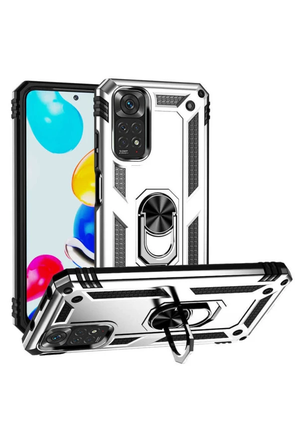 Galaxy A23 Kılıf Ile Uyumlu Kılıf Shockprof Yüzük Tutuculu Vega Gri - 1