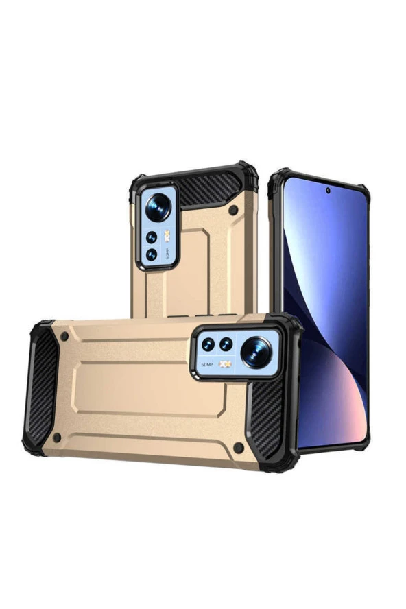 Xiaomi Mi 12 Ile Uyumlu Kılıf Shockproof Zırh Koruma Gold ürün görseli