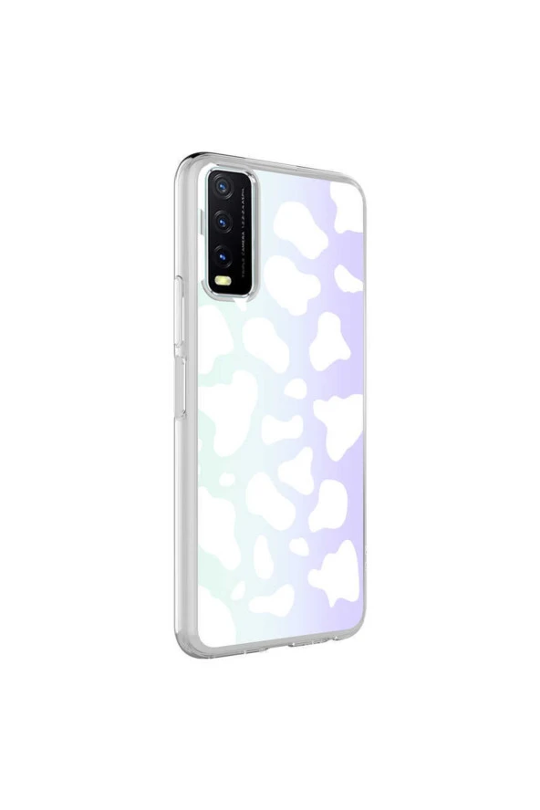 Vivo Y20 Ile Uyumlu Kılıf Parlayan Fosfor Yüzeyli Desenli Kapak Cow