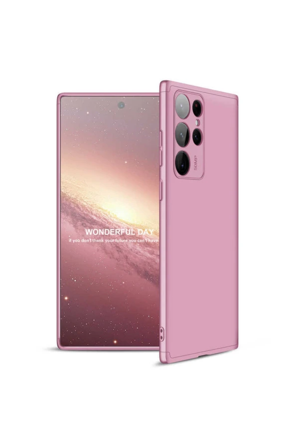 Galaxy S22 Ultra Ile Uyumlu Kılıf 3 Parça 360 Soft Hard Koruma Rosegold ürün görseli 1